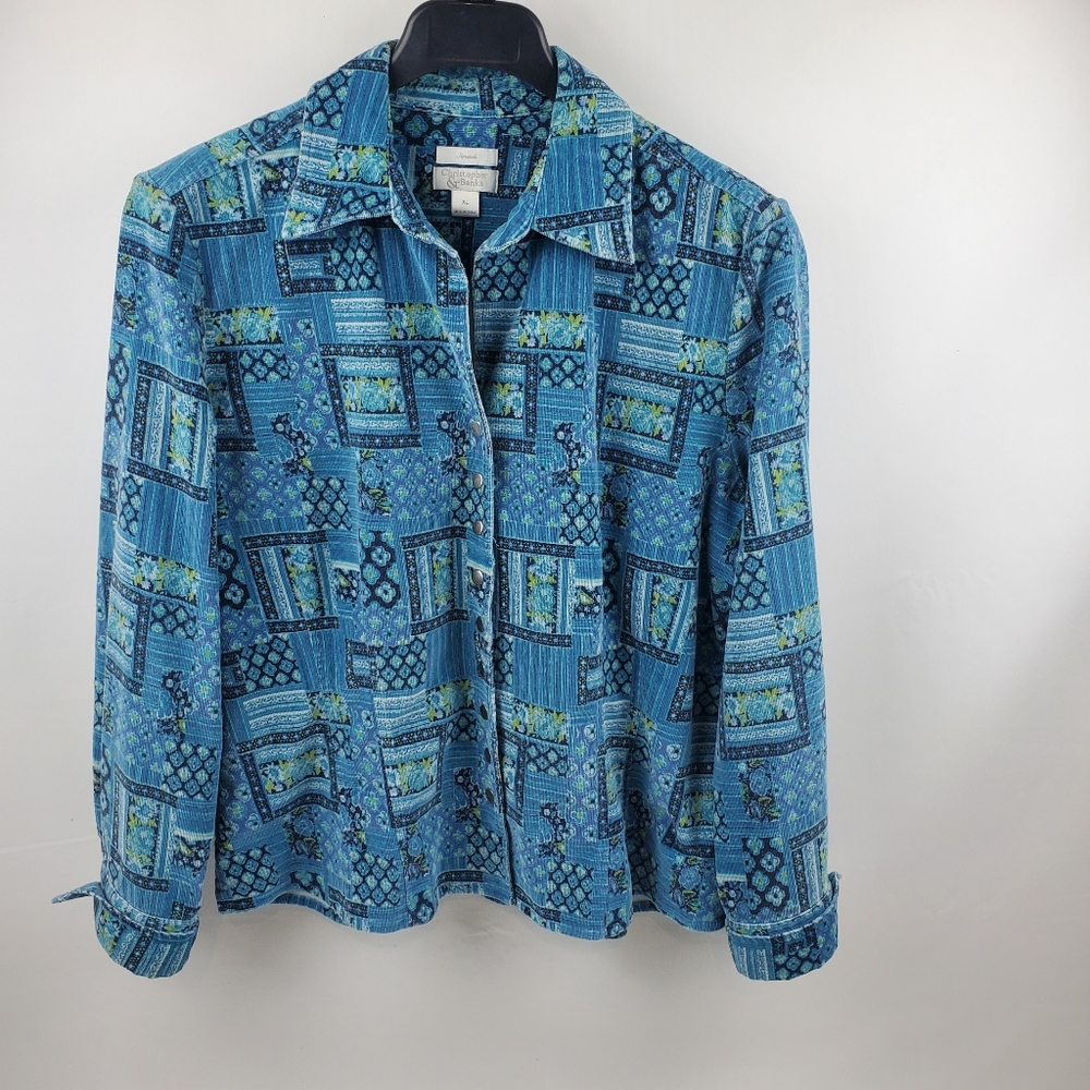Christopher & Banks Patchwork Women’s Blue Blazer Size XL - Picture 1 of 7